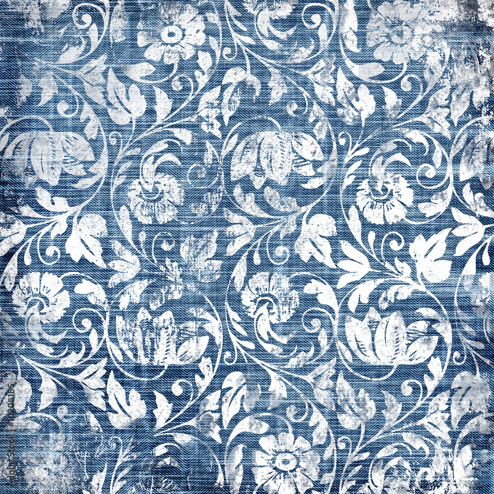 Tapeta decorative blue-white patterns