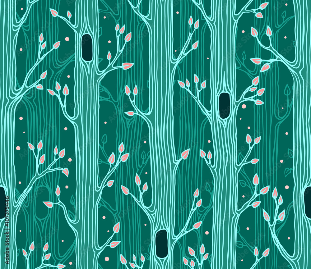 Tapeta Seamless pattern with trees