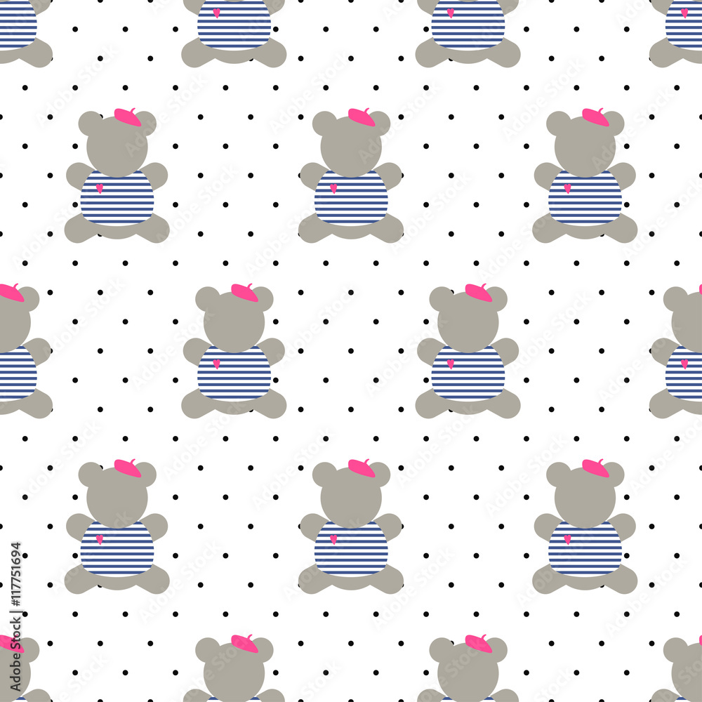 Tapeta Teddy bear seamless pattern.