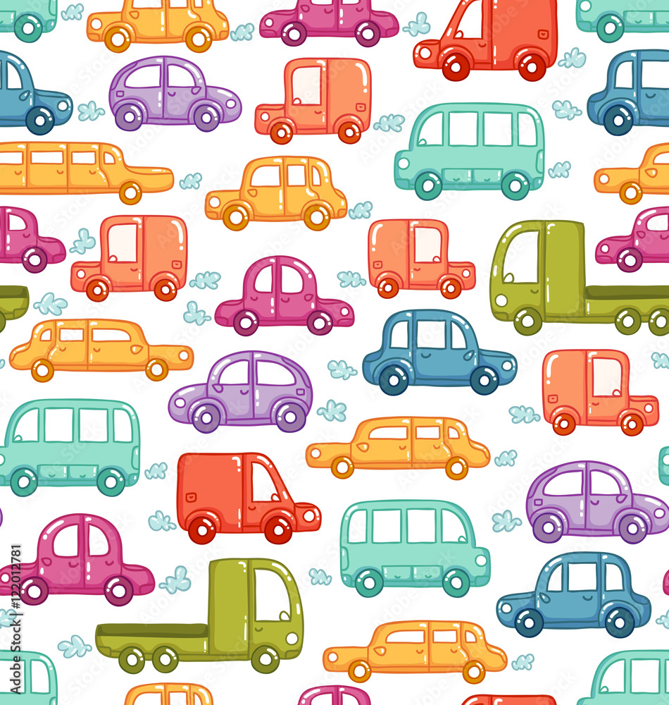 Tapeta Doodle cars seamless pattern