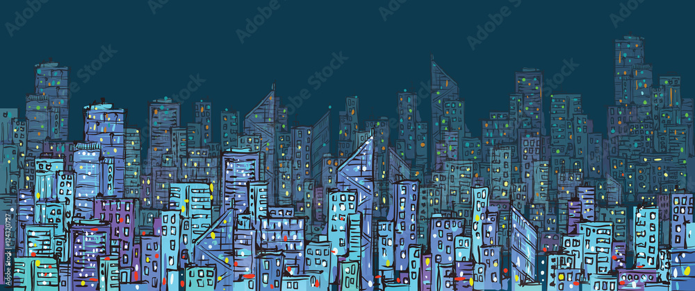 Obraz na płótnie City background, hand drawn