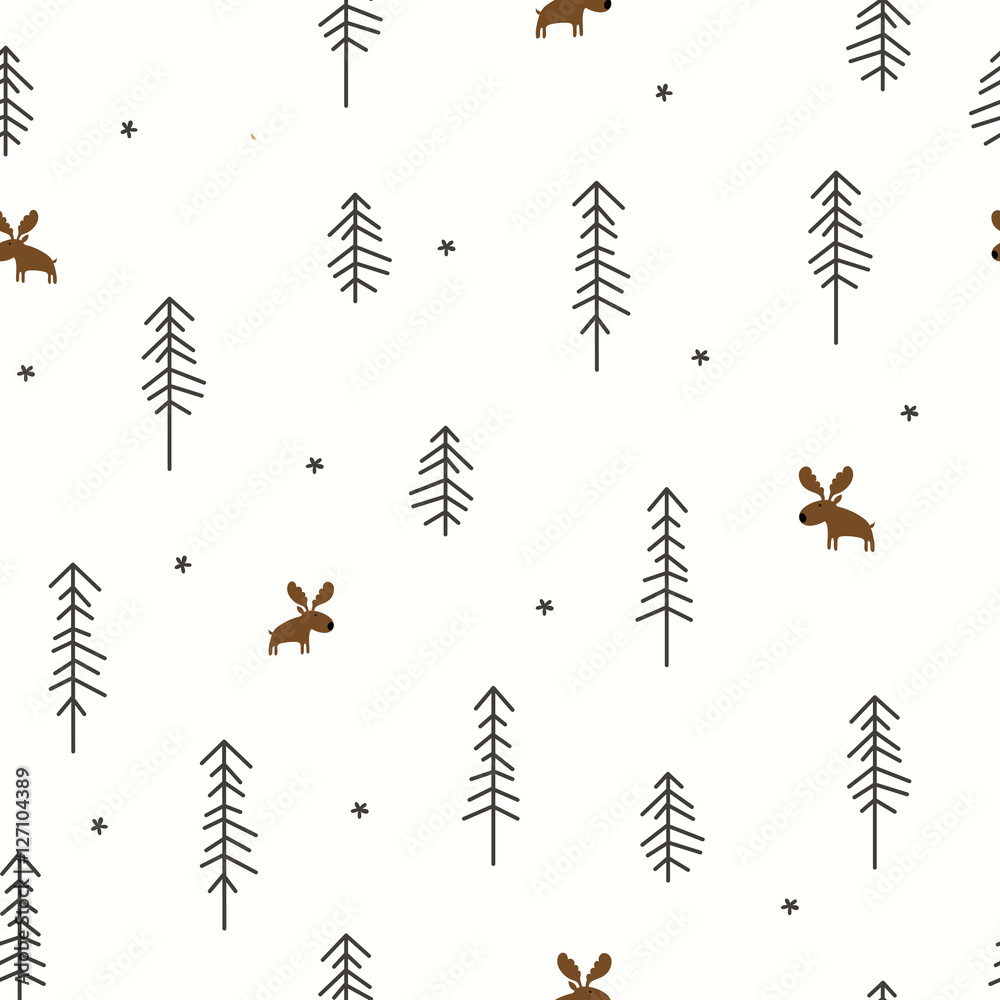 Tapeta Winter Forest with a Moose