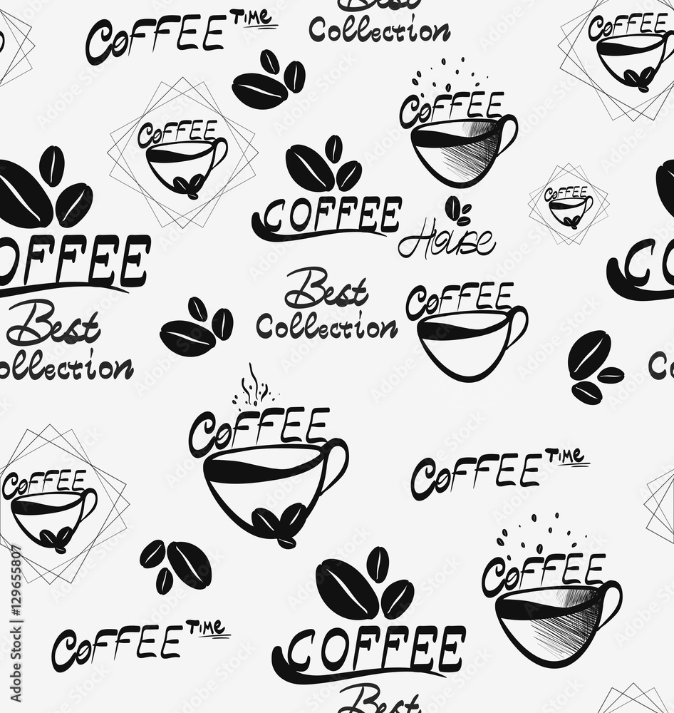 Tapeta Coffee seamless pattern with