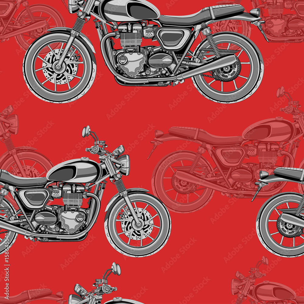Tapeta Motorcycle seamless pattern,