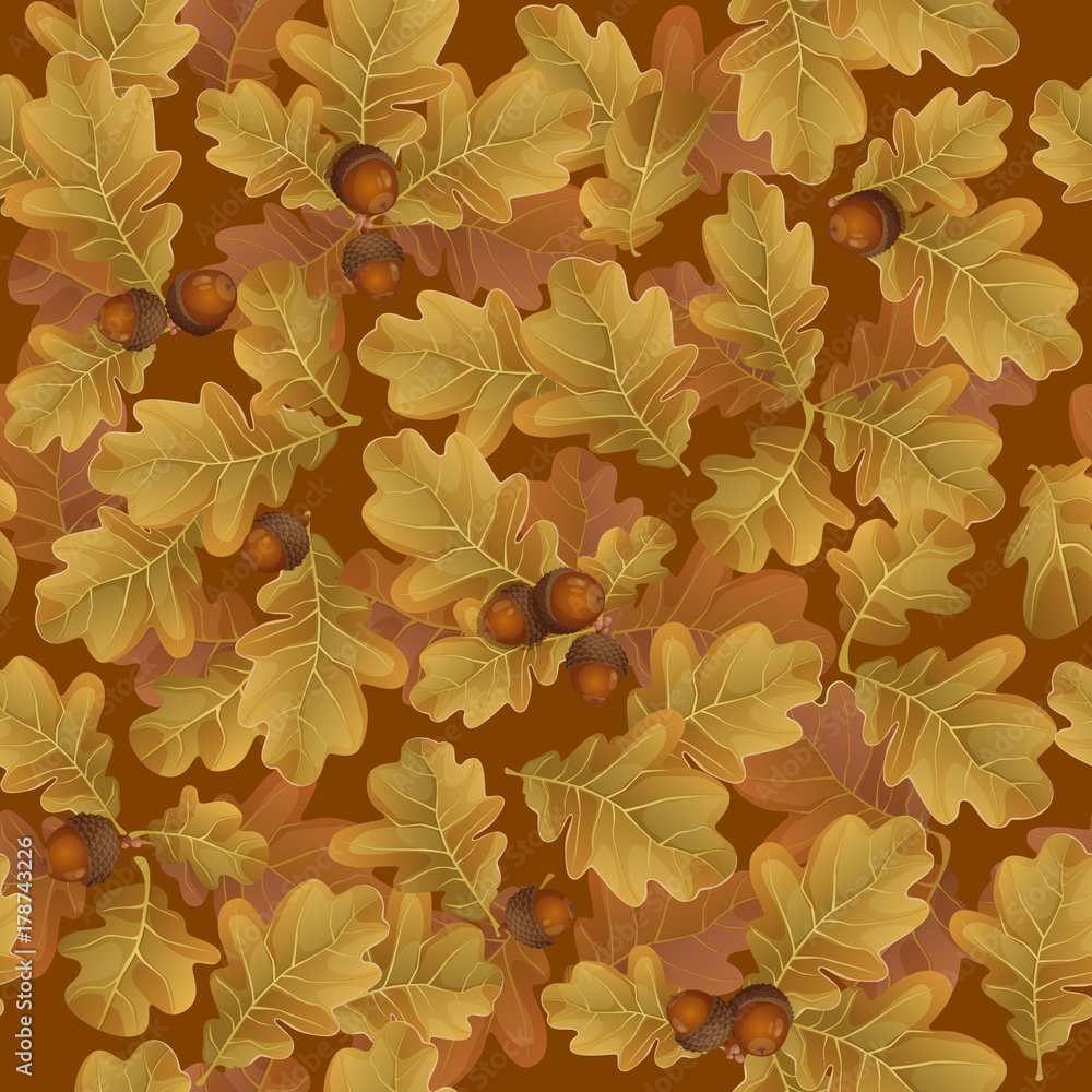 Tapeta Seamless pattern of autumn oak