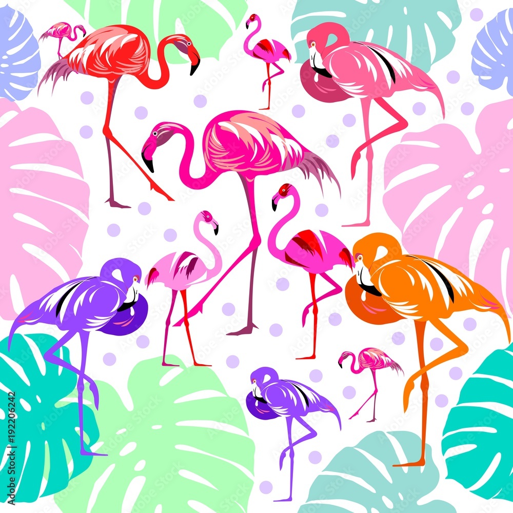 Obraz Kwadryptyk Seamless pattern of flamingo,