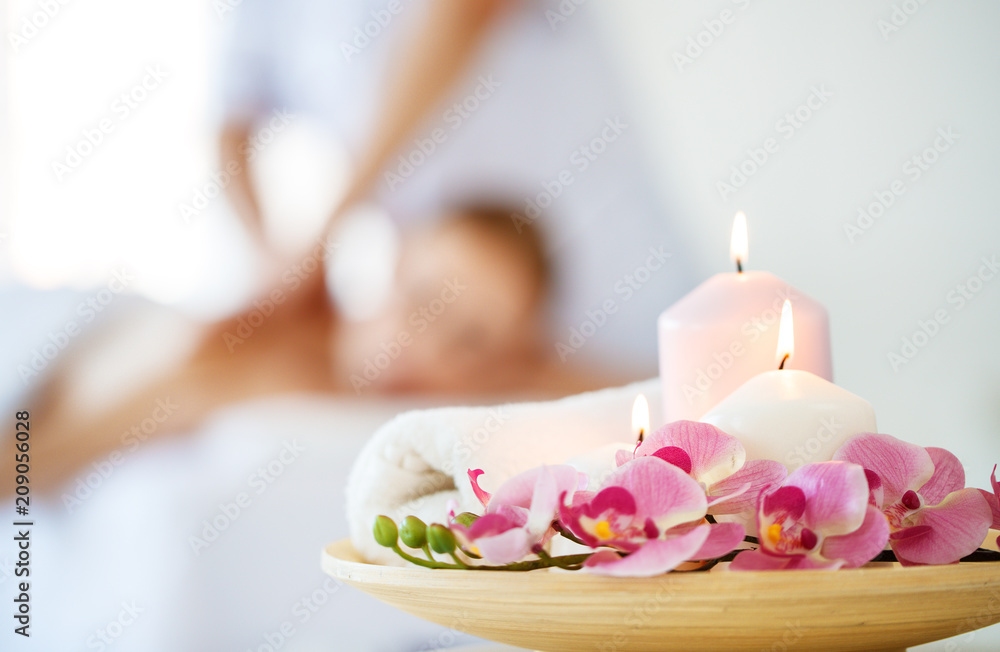 Fototapeta composition of spa candles and
