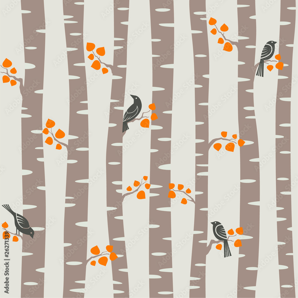 Tapeta autumn trees pattern