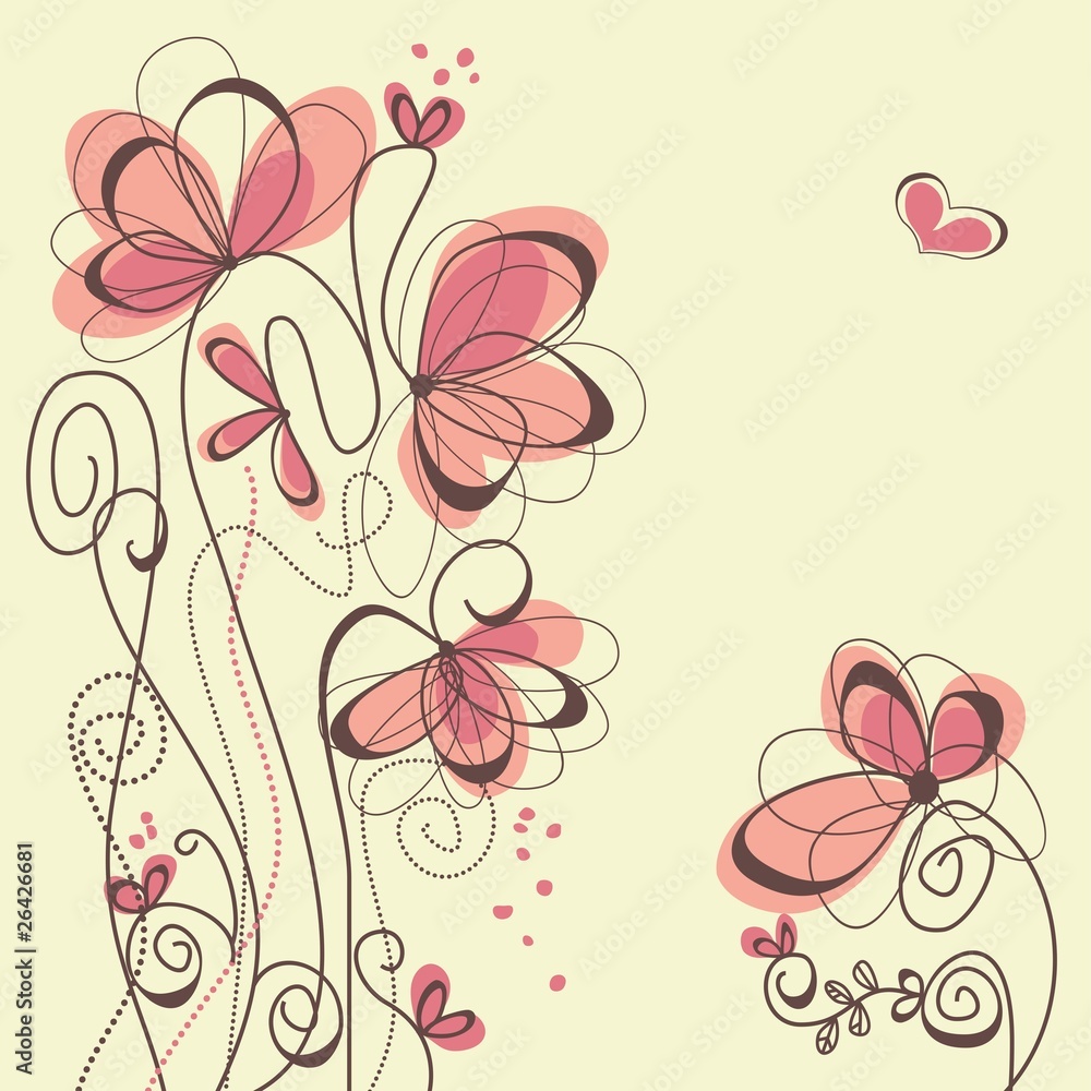 Obraz Pentaptyk Cute floral background