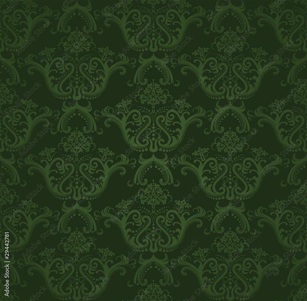 Tapeta Dark green floral wallpaper