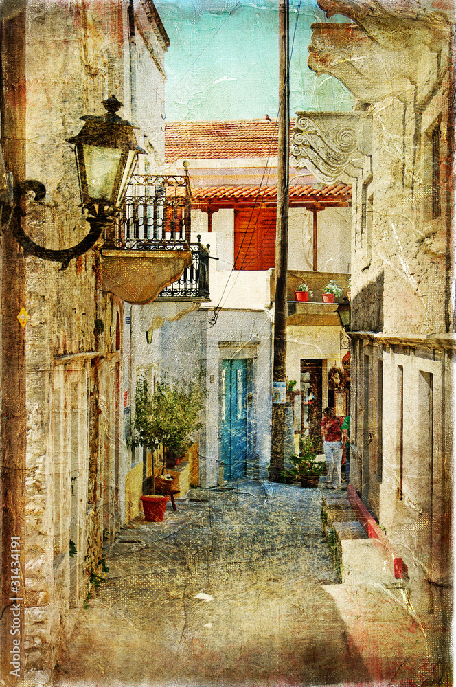 Fototapeta old greek streets- artistic 