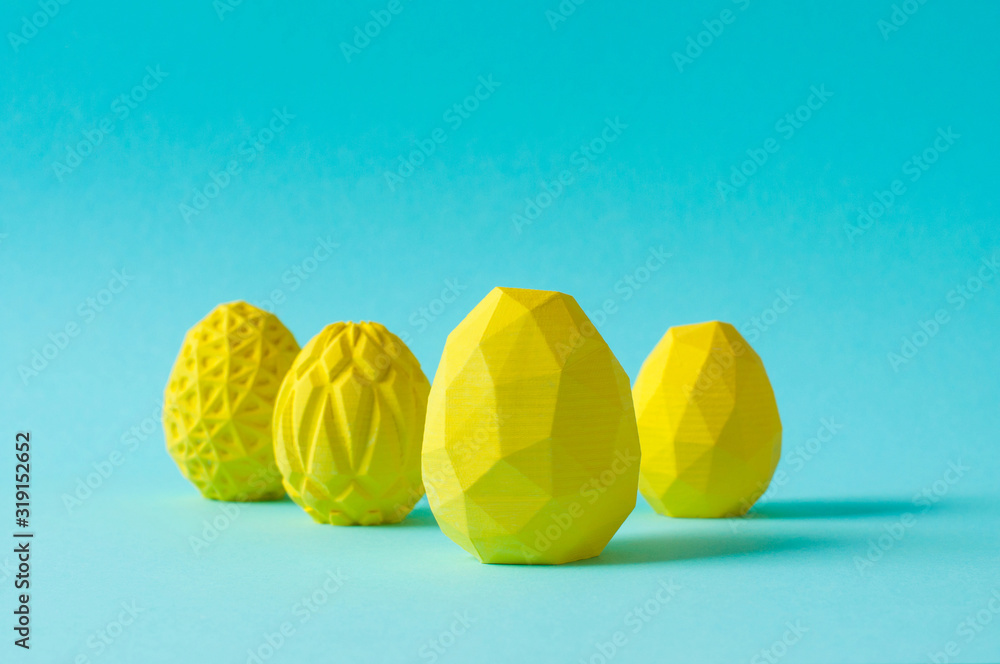 Obraz Kwadryptyk Yellow geometric Easter eggs