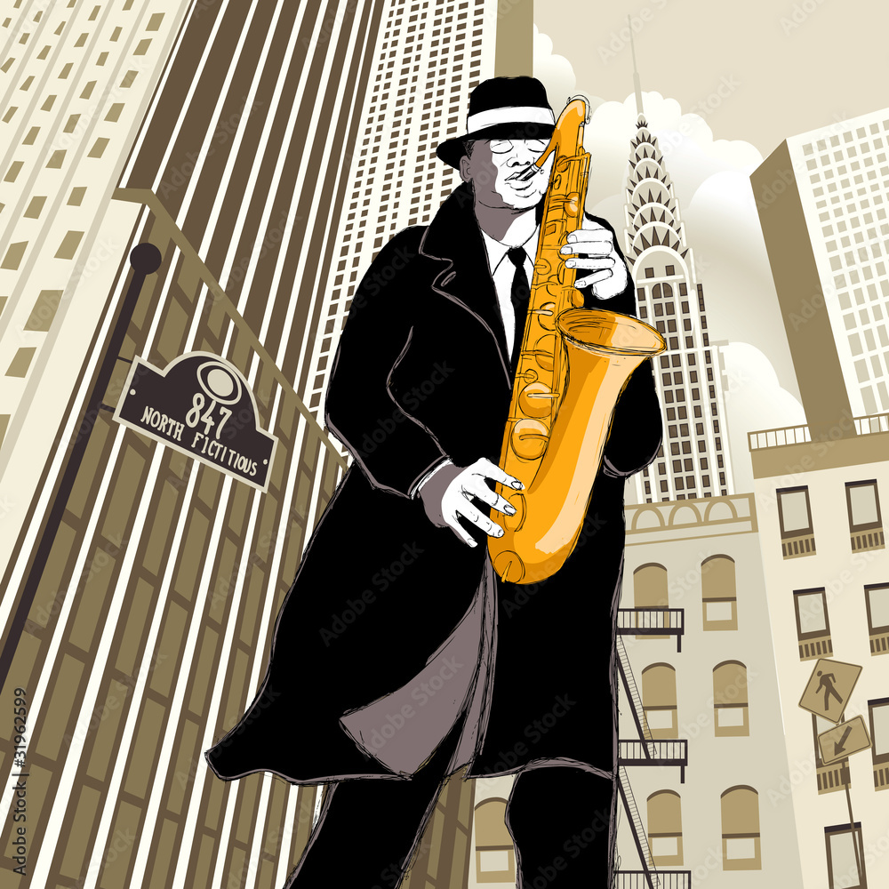 Fototapeta saxophone player in a street