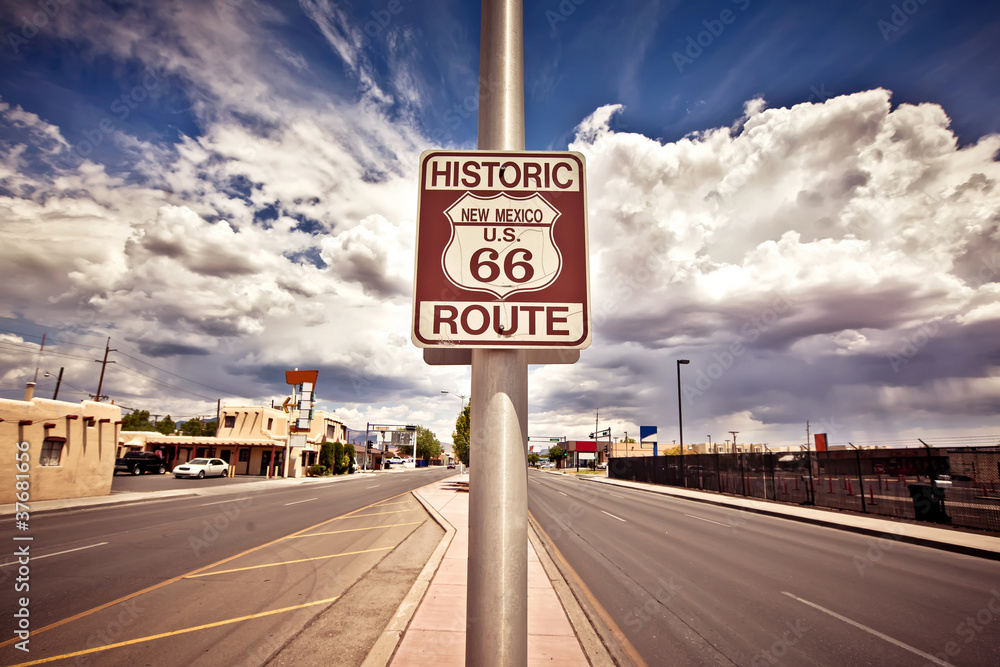 Obraz Kwadryptyk Historic route 66 route sign