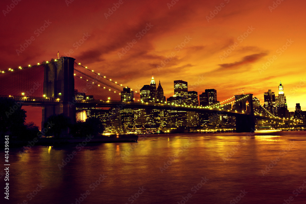 Obraz Tryptyk Brooklyn Bridge and Manhattan