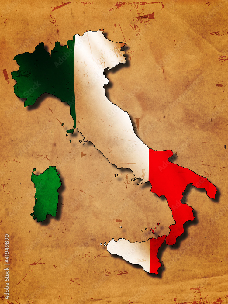 Fototapeta Italian map with flag