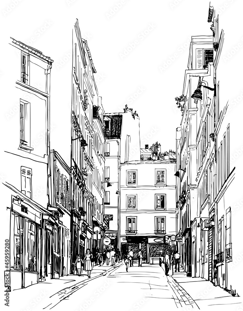 Fototapeta street near Montmartre in