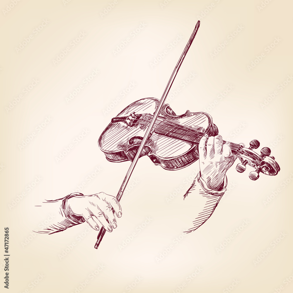 Fototapeta Violin hand drawn vector