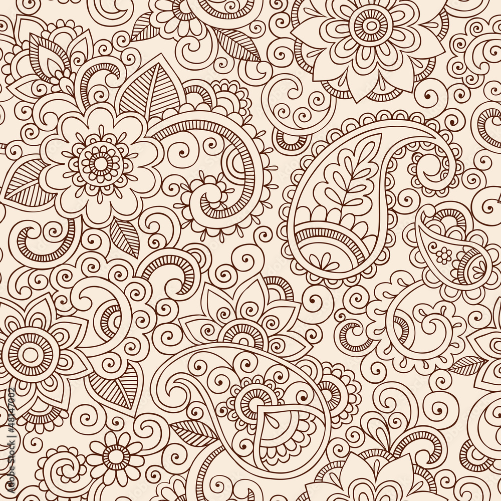 Obraz Tryptyk Ornate Henna Paisley Pattern