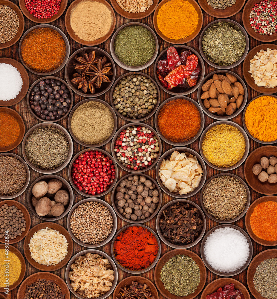 Fototapeta Various kinds of spices on