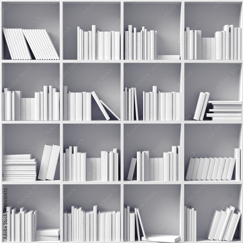 Fototapeta white bookshelves