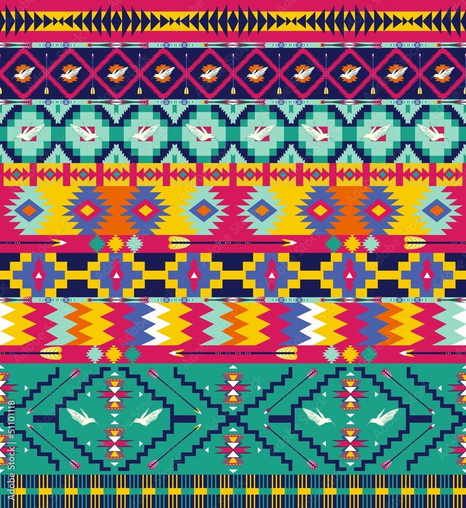 Fototapeta Seamless colorful aztec