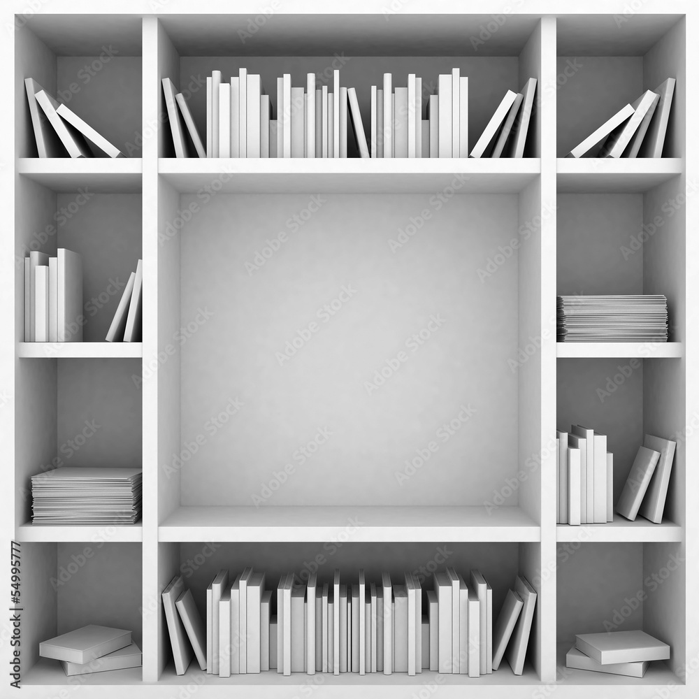 Fototapeta bookshelves on a white