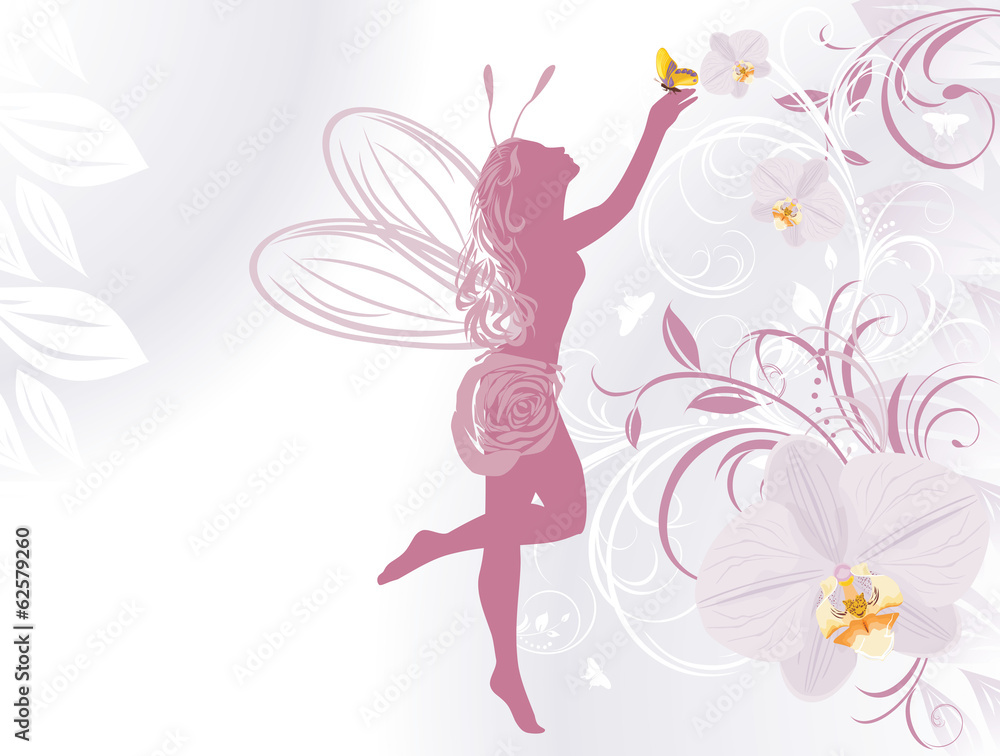 Fototapeta Fairy and butterfly on a