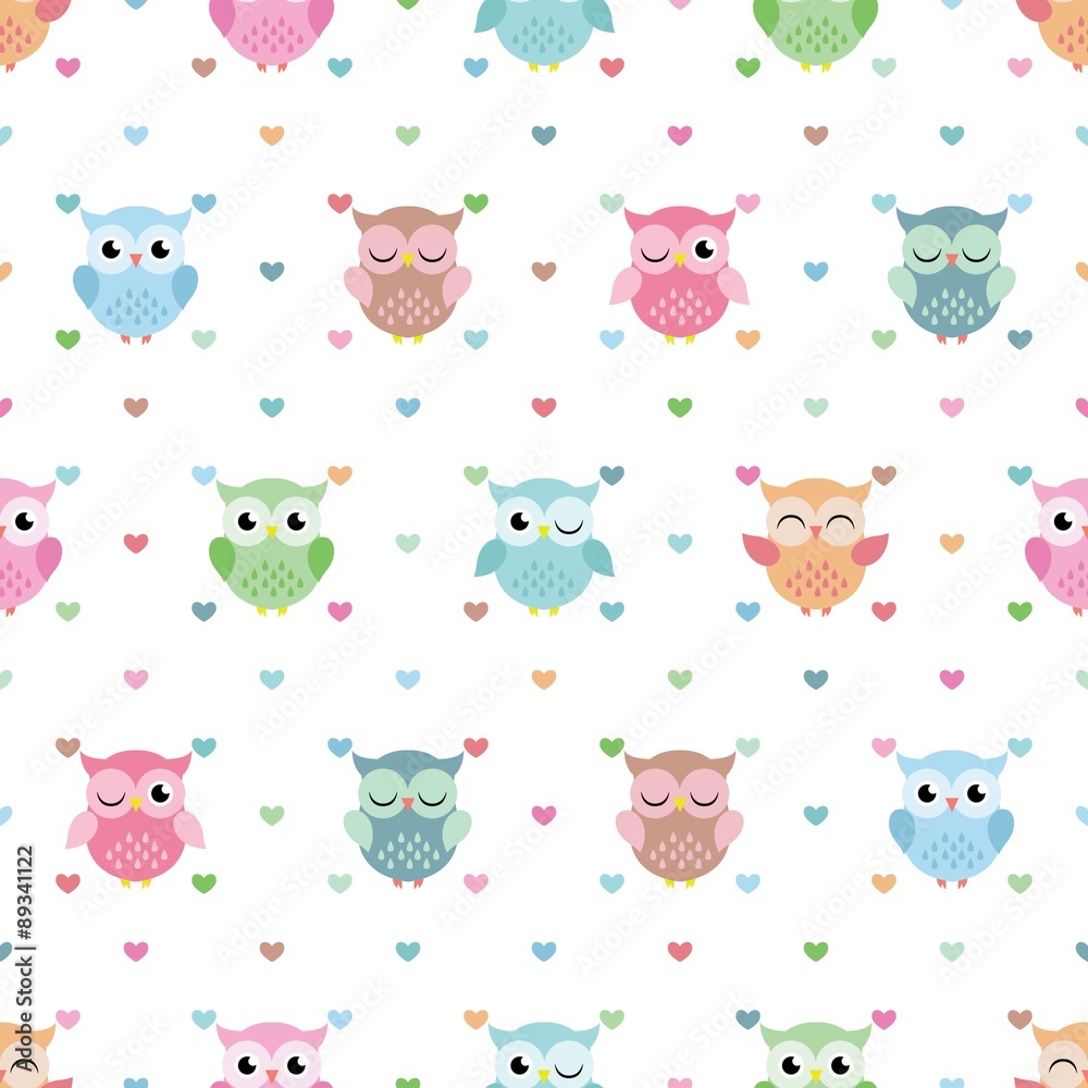 Tapeta Lovely Owl Pattern