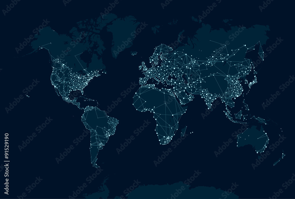 Fototapeta Communications network map of