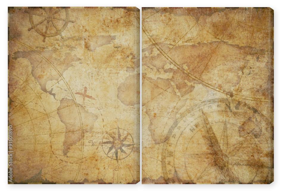 Obraz Dyptyk old nautical treasure map